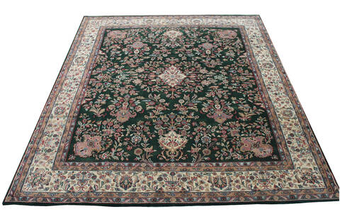 Kashan Green Hand Knotted 80 X 100 Area Rug 902-137516 Image 1