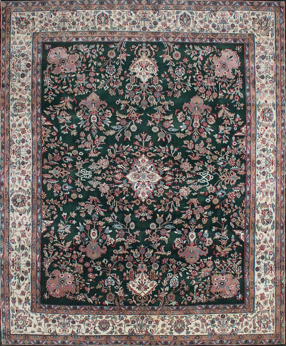 Kashan Green Hand Knotted 80 X 100 Area Rug 902-137516 Image 0
