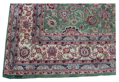 Kashan Green Hand Knotted 80 X 100 Area Rug 902-137517 Image 1