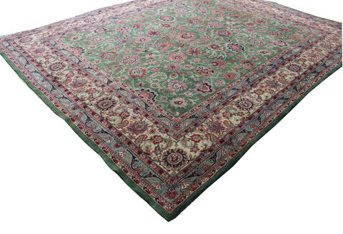 Kashan Green Hand Knotted 80 X 100 Area Rug 902-137517 Image 2