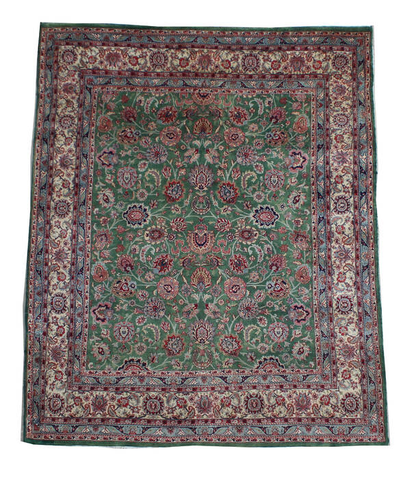 Kashan Green Hand Knotted 80 X 100 Area Rug 902-137517 Image 3