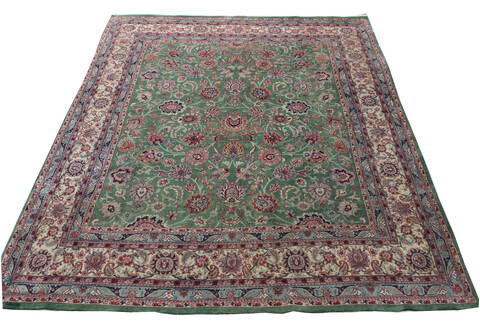 Kashan Green Hand Knotted 80 X 100 Area Rug 902-137517 Image 4