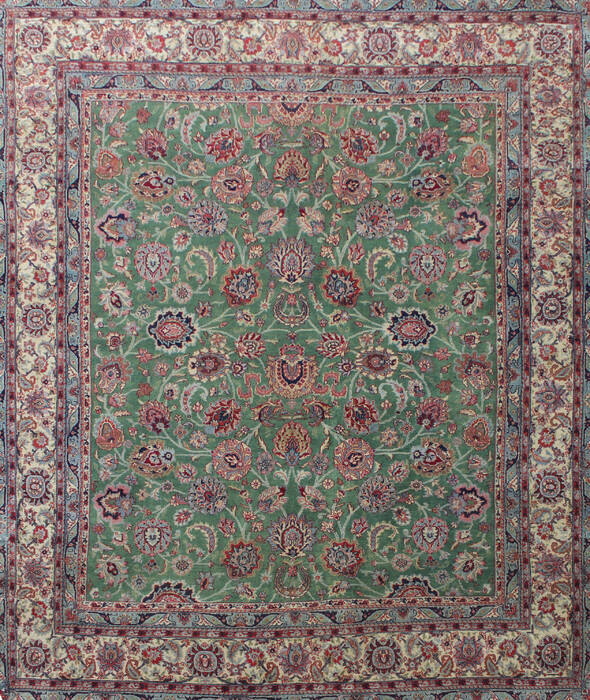 Kashan Green Hand Knotted 80 X 100 Area Rug 902-137517 Image 0