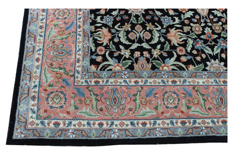 Kashan Black Hand Knotted 80 X 100 Area Rug 902-137522 Image 1