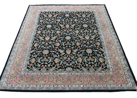 Kashan Black Hand Knotted 80 X 100 Area Rug 902-137522 Image 2