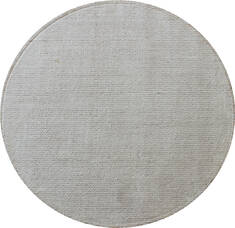 Indian Modern White Round 4 ft and Smaller Bamboo Silk Carpet 137524