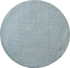 Indian Modern Blue Round 4 ft and Smaller Bamboo Silk Carpet 137525