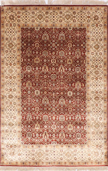 4 x 6 Silk Area Rug Rust, Kashmir Silk Rug