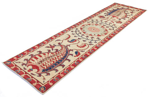 Chobi Beige Runner Hand Knotted 27 X 99 Area Rug 700-137577 Image 2