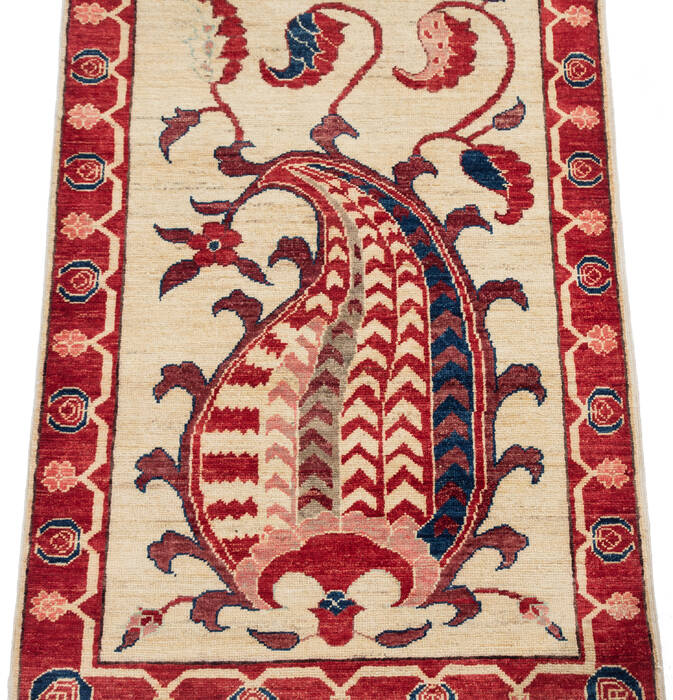 Chobi Beige Runner Hand Knotted 27 X 99 Area Rug 700-137577 Image 4
