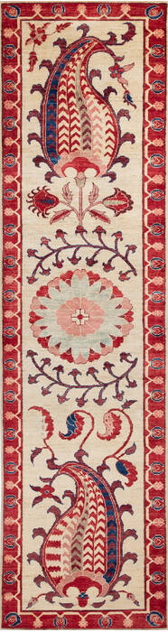 Chobi Beige Runner Hand Knotted 27 X 99 Area Rug 700-137577 Image 0