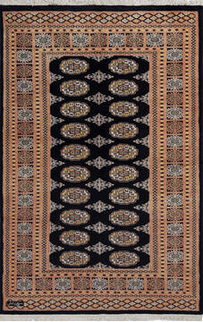 Pakistani Bokhara Black Rectangle 4x6 ft Wool Carpet 137595