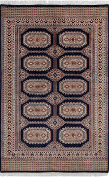 Bokhara Blue Hand Knotted 4'3" X 6'6"  Area Rug 700-137599
