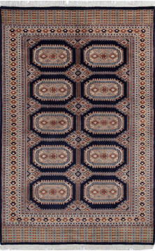 Bokhara Blue Hand Knotted 4'3" X 6'6"  Area Rug 700-137599