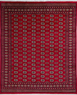 Pakistani Bokhara Red Rectangle 8x10 ft Wool Carpet 137604