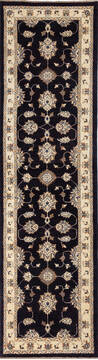 Chobi Black Runner Hand Knotted 2'8" X 9'10"  Area Rug 700-137607