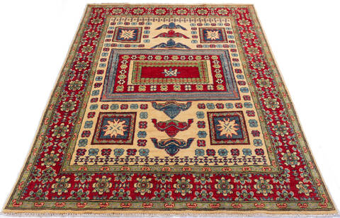 Kazak Beige Hand Knotted 410 X 68 Area Rug 700-137611 Image 1