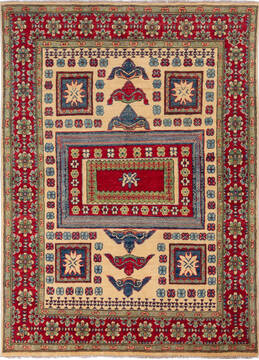 Kazak Beige Hand Knotted 4'10" X 6'8"  Area Rug 700-137611