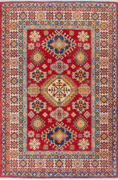 Kazak Red Hand Knotted 3'11" X 5'10"  Area Rug 700-137615