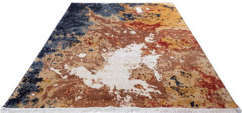 Modern Multicolor Hand Knotted 82 X 102 Area Rug 700-137654 Image 1