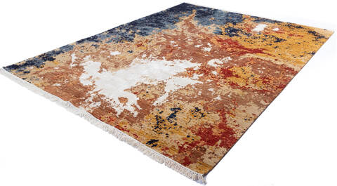 Modern Multicolor Hand Knotted 82 X 102 Area Rug 700-137654 Image 2