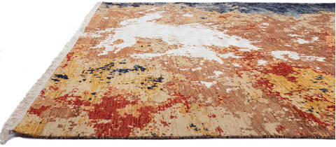 Modern Multicolor Hand Knotted 82 X 102 Area Rug 700-137654 Image 5