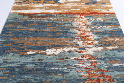 Modern Multicolor Hand Knotted 510 X 96 Area Rug 700-137660 Image 3