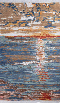 Modern Multicolor Hand Knotted 5'10" X 9'6"  Area Rug 700-137660