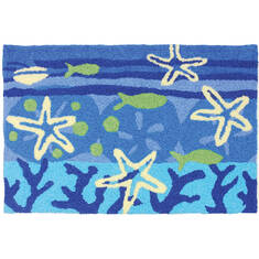 Jellybean Waterfront Blue Rectangle 2x3 ft Polyester Carpet 137665