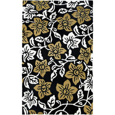 Jellybean Pattern Black Rectangle 5x7 ft Polypropylene Carpet 137903