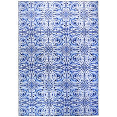 Jellybean Patterns and Stripes Blue Rectangle 5x7 ft Polyester Carpet 137978