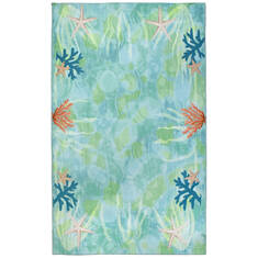 Jellybean Waterfront Blue Rectangle 3x5 ft Polyester Carpet 137997