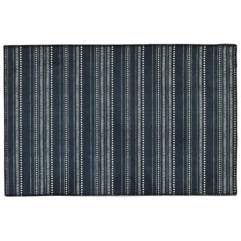 Jellybean Patterns and Stripes Grey Rectangle 2x3 ft Polyester Carpet  138020