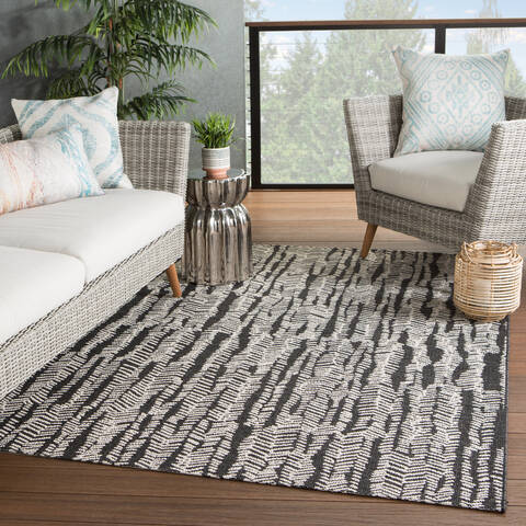 Jaipur Living Fresno Black Rectangle 4x6 ft Polypropylene and Polyester  Carpet 138810