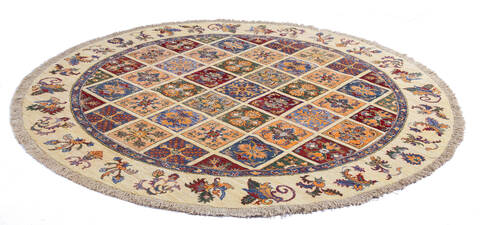 Chobi Beige Round Hand Knotted 69 X 69 Area Rug 700-139940 Image 2