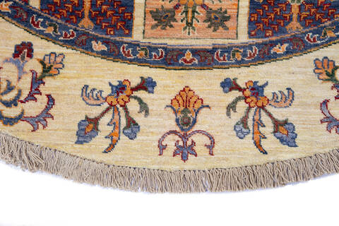 Chobi Beige Round Hand Knotted 69 X 69 Area Rug 700-139940 Image 4