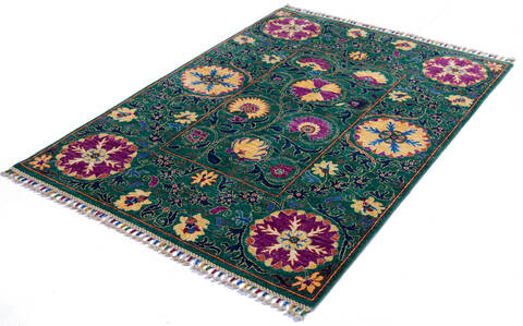 Chobi Green Hand Knotted 41 X 57 Area Rug 700-139945 Image 2