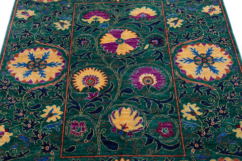 Chobi Green Hand Knotted 41 X 57 Area Rug 700-139945 Image 3