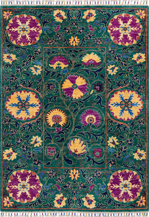 Chobi Green Hand Knotted 41 X 57 Area Rug 700-139945 Image 0