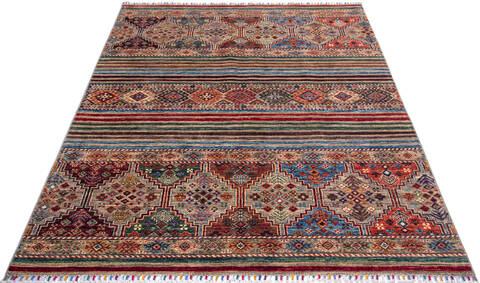 Chobi Multicolor Hand Knotted 50 X 66 Area Rug 700-139950 Image 1