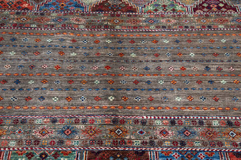 Chobi Grey Hand Knotted 59 X 710 Area Rug 700-139951 Image 3
