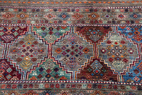 Chobi Grey Hand Knotted 59 X 710 Area Rug 700-139951 Image 4