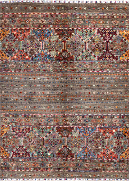 Chobi Grey Hand Knotted 59 X 710 Area Rug 700-139951 Image 0