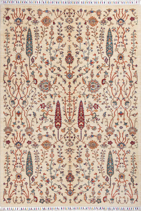 Chobi Beige Hand Knotted 57 X 711 Area Rug 700-139952 Image 0