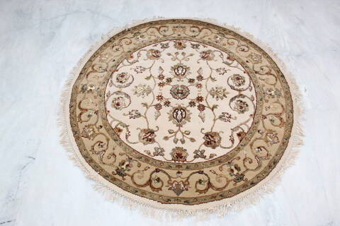 Jaipur White Round Hand Knotted 41 X 42 Area Rug 905-139961 Image 1