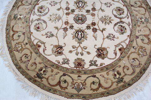 Jaipur White Round Hand Knotted 41 X 42 Area Rug 905-139961 Image 2