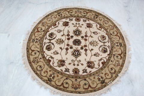 Jaipur White Round Hand Knotted 41 X 42 Area Rug 905-139961 Image 3