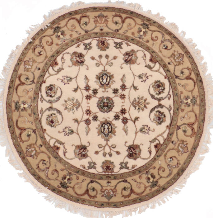 Jaipur White Round Hand Knotted 41 X 42 Area Rug 905-139961 Image 0