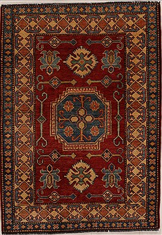 Pakistani Kazak Red Rectangle 3x5 ft Wool Carpet 14000