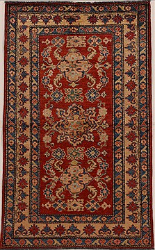 Pakistani Kazak Red Rectangle 3x5 ft Wool Carpet 14004